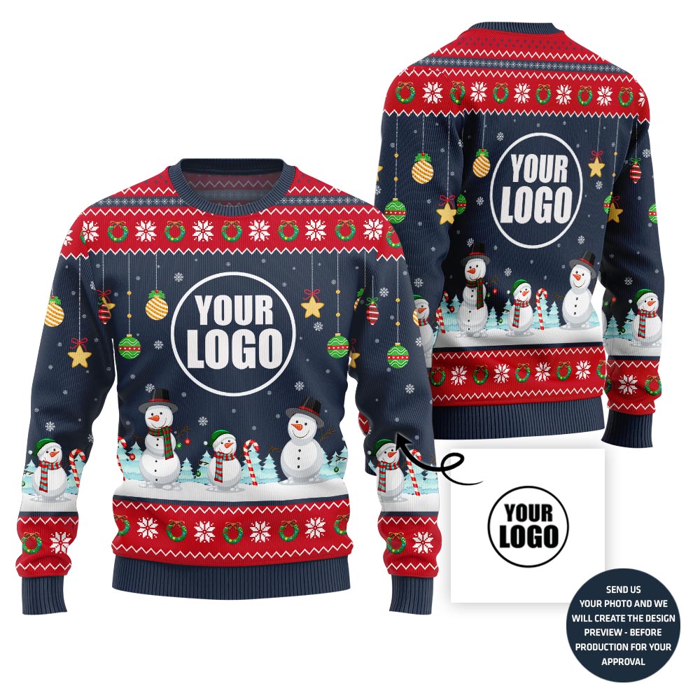 Snowman Christmas Custom Logo Sweater For Company