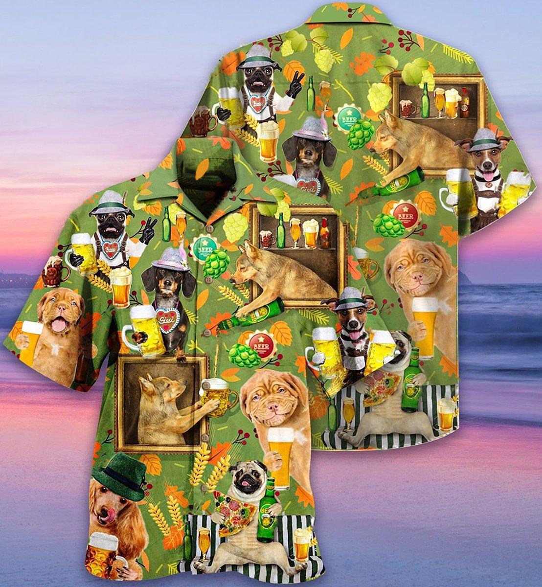 Beer Dogs Green Style - Hawaiian Shirt 