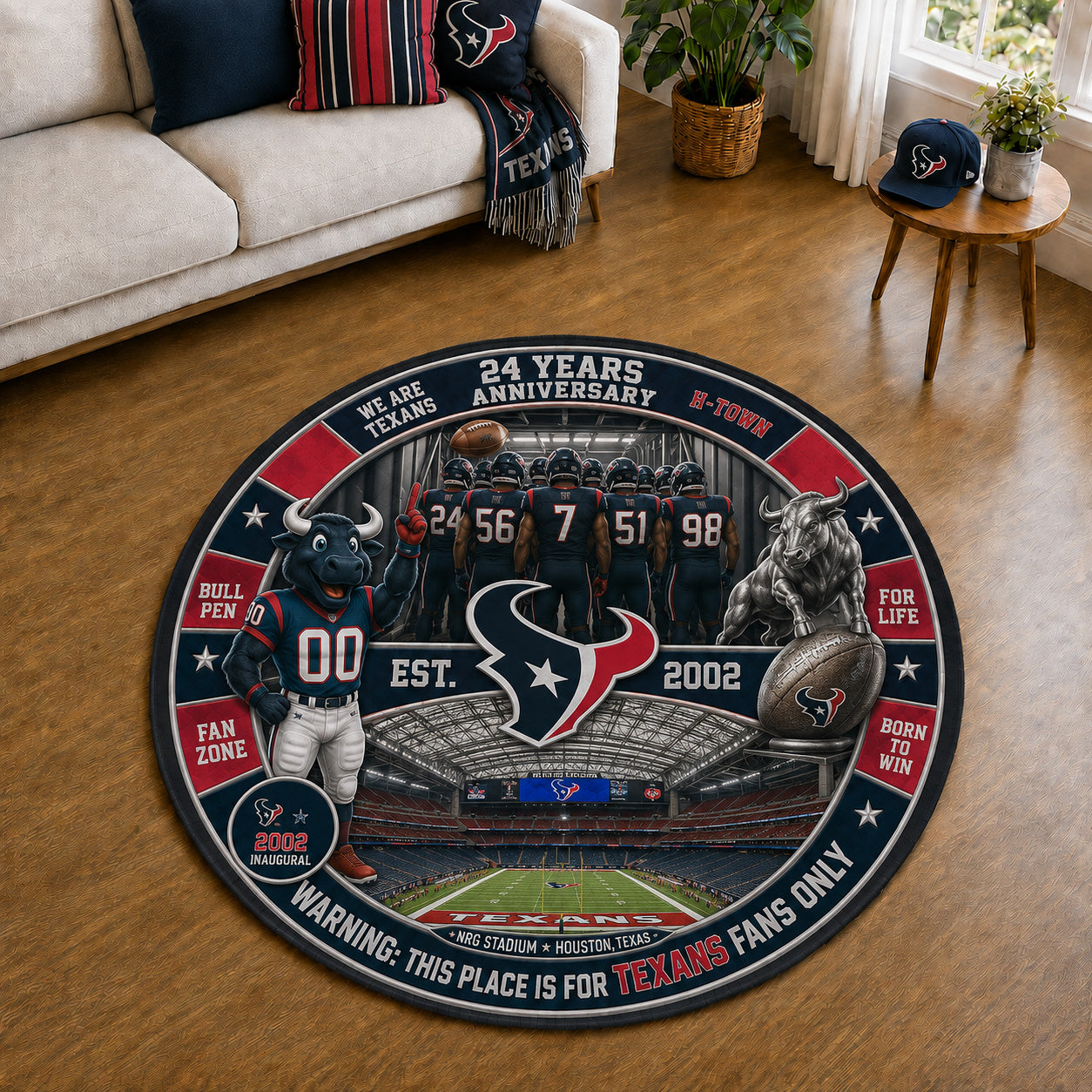 All Football Teams Custom Print Premium Round Mat Washable – Personalized Round Mat