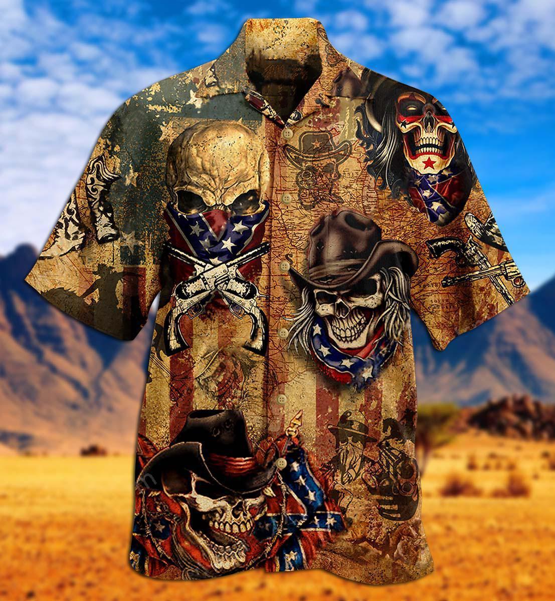 Cowboy Skull America Vintage Style - Hawaiian Shirt 