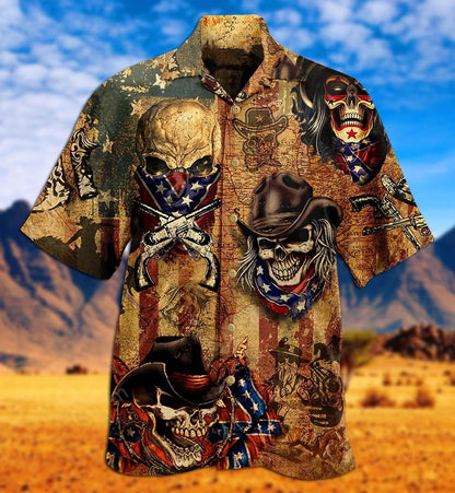 Cowboy Skull America Vintage Style - Hawaiian Shirt 