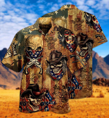 Cowboy Skull America Vintage Style - Hawaiian Shirt 