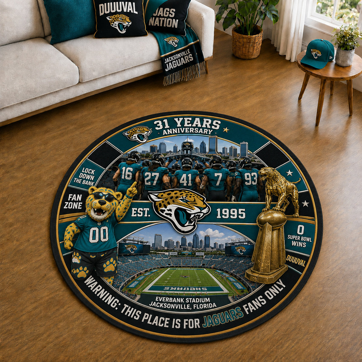 All Football Teams Custom Print Premium Round Mat Washable – Personalized Round Mat