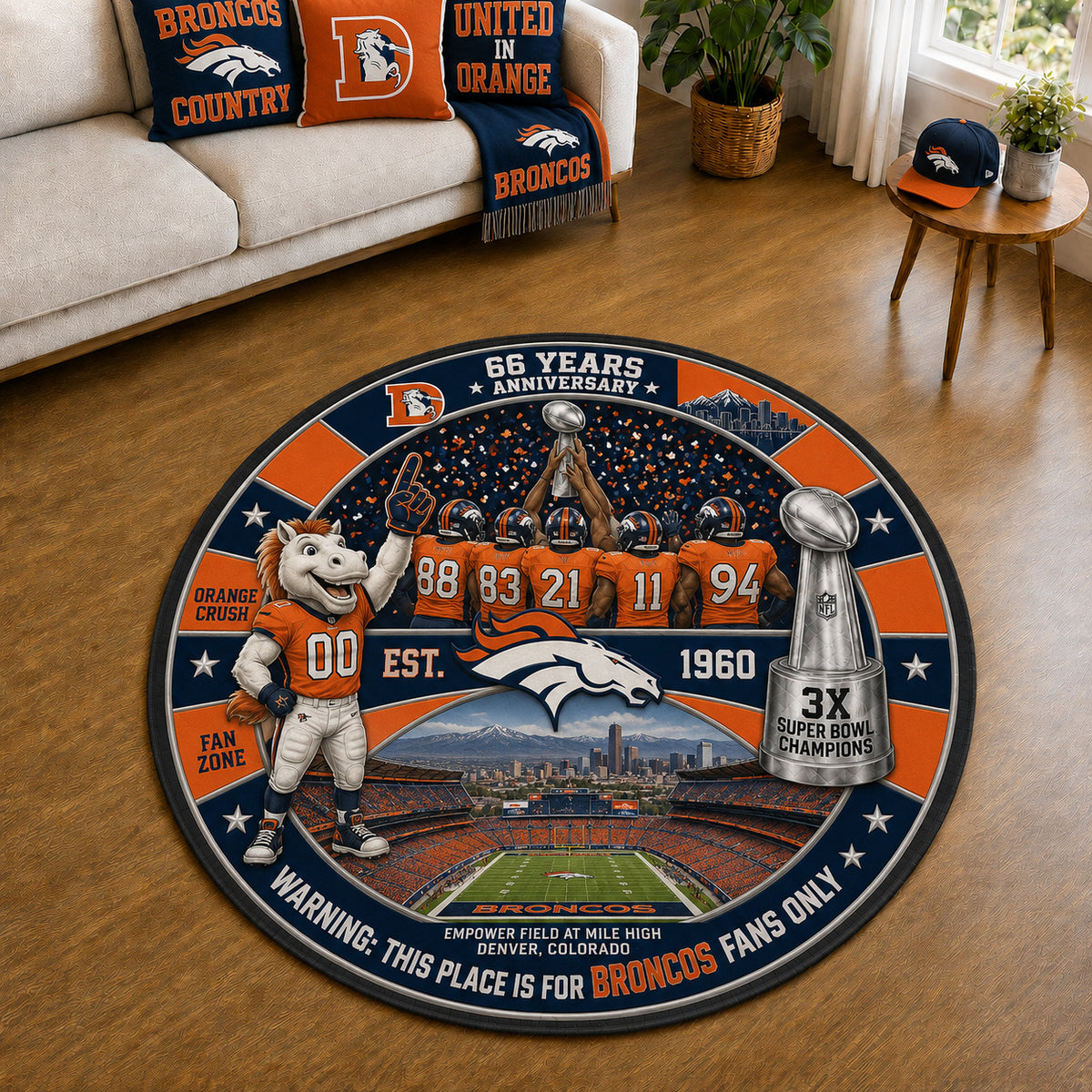 All Football Teams Custom Print Premium Round Mat Washable – Personalized Round Mat