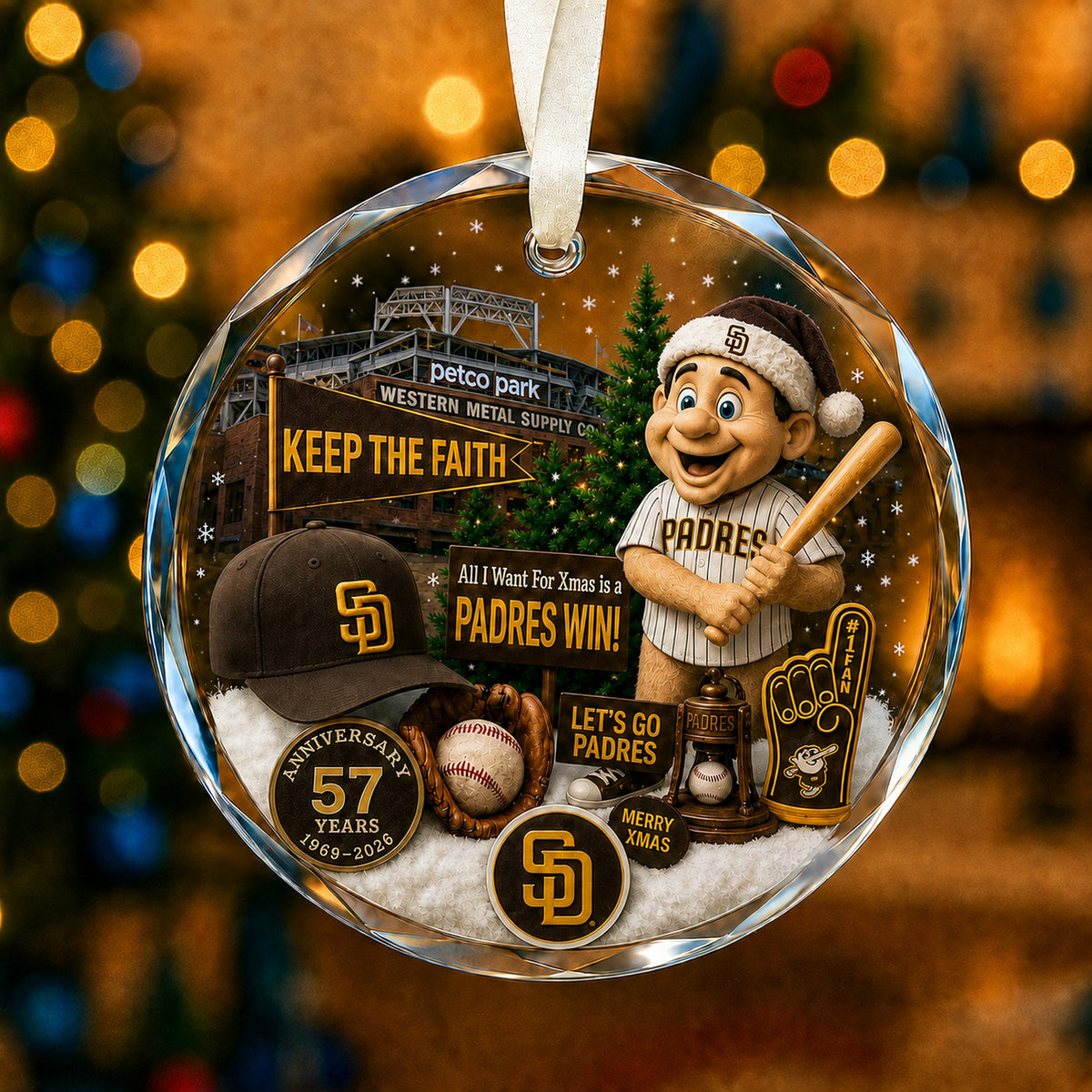 All Baseball Teams Christmas Glass Ornament  With Red Gift Box | 5to9vibe
