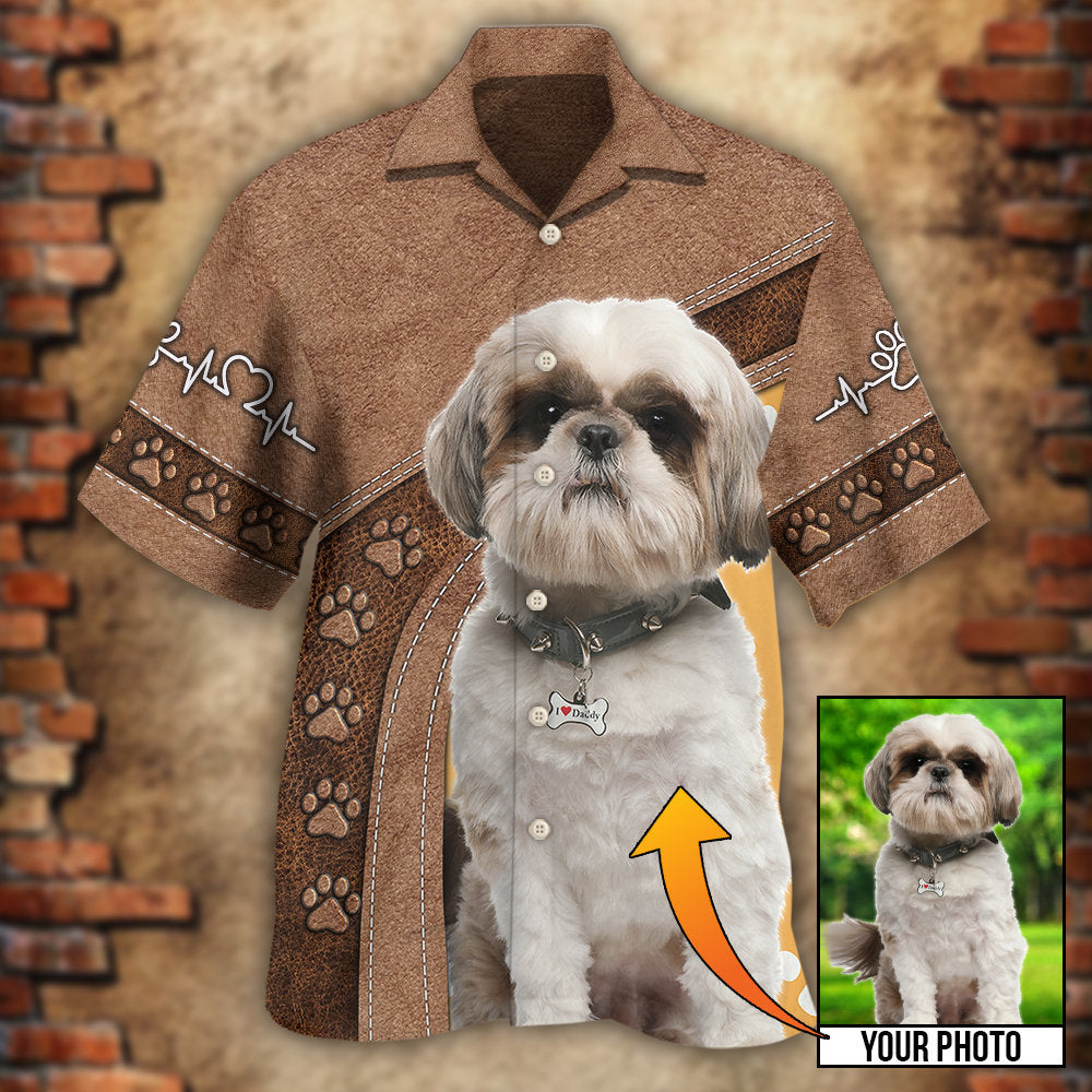 Dog Paw Brown Style Classic Custom Photo Personalized - Hawaiian Shirt 