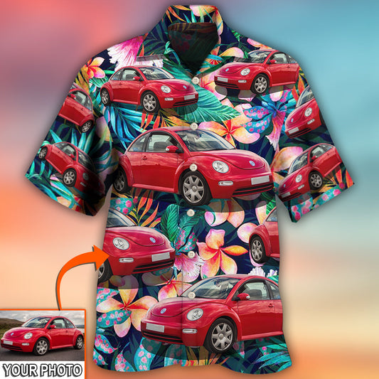 Car Beetle Car Luxury Tropical Flower Custom Photo - Hawaiian Shirt 