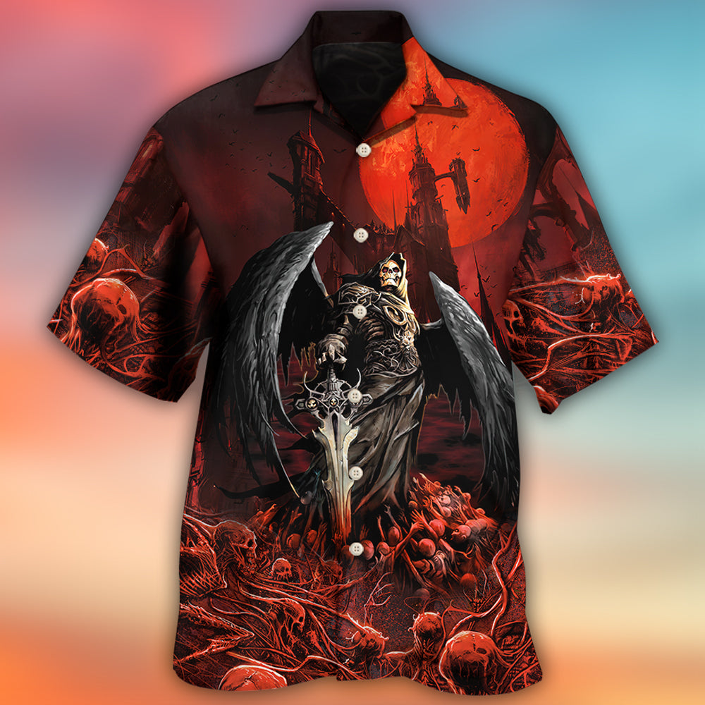 Halloween Skull Dark Blood Night Scary Style - Hawaiian Shirt 