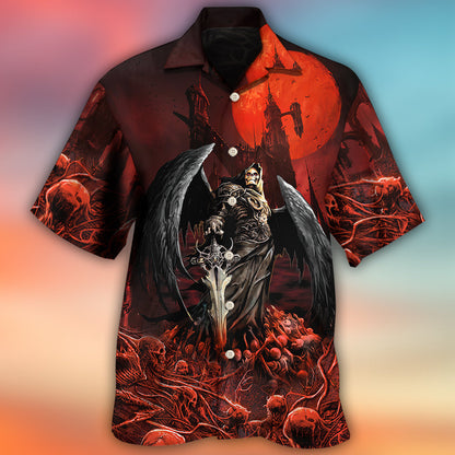 Halloween Skull Dark Blood Night Scary Style - Hawaiian Shirt 