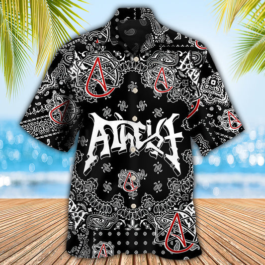 Atheist Black And White Paisley Pattern - Hawaiian Shirt 