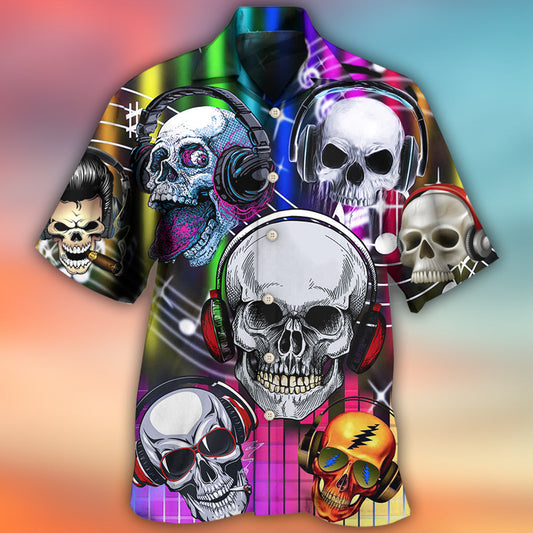 Skull Aloha Skull Music Lets Get High - Hawaiian Shirt 
