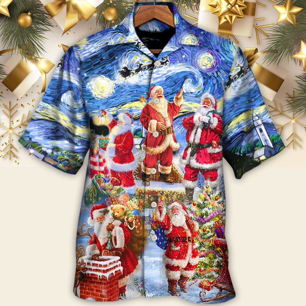 Christmas Santa Snow Night Merry Xmas - Hawaiian Shirt 