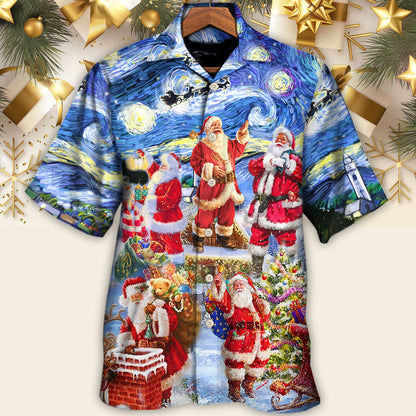 Christmas Santa Snow Night Merry Xmas - Hawaiian Shirt 
