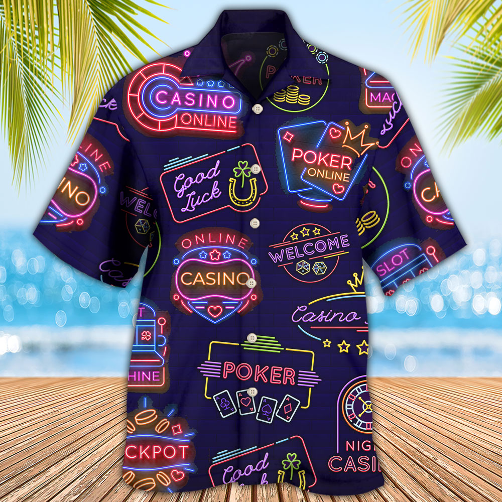 Poker Neon Casino Art - Hawaiian Shirt 