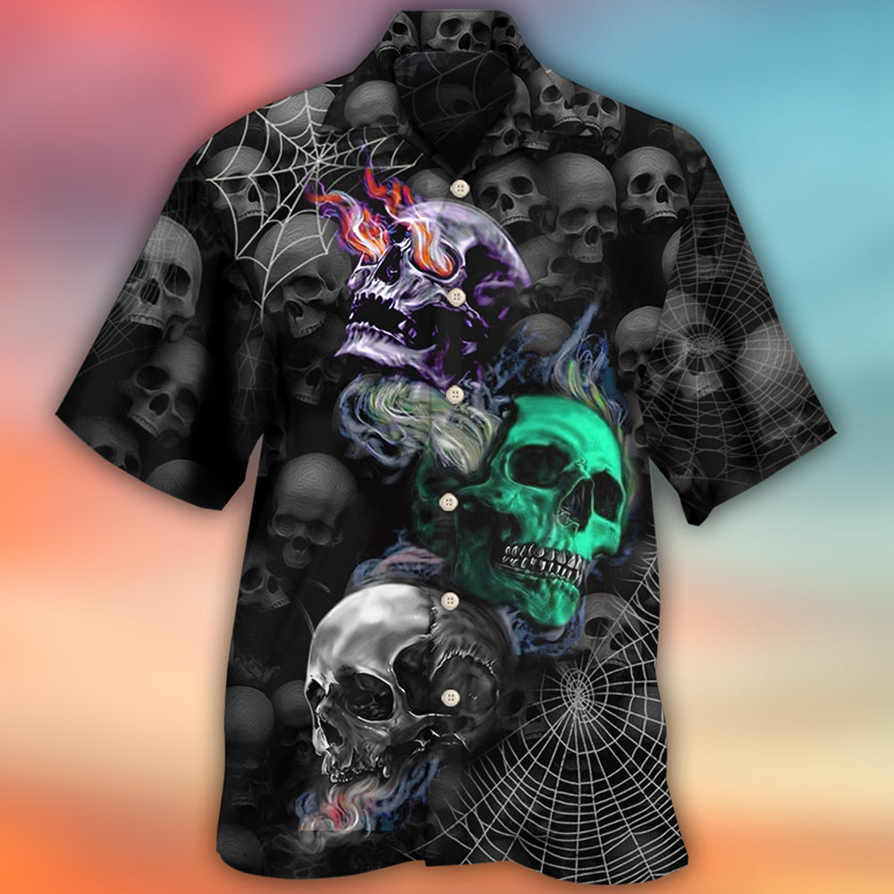 Skull Dark Colorful Burning - Hawaiian Shirt 