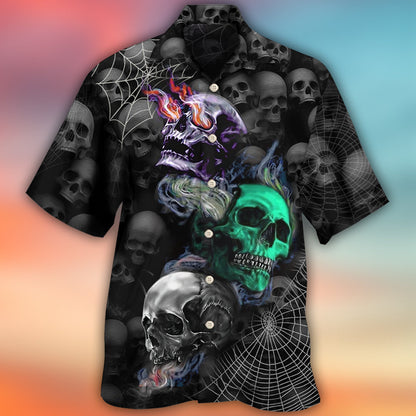 Skull Dark Colorful Burning - Hawaiian Shirt 