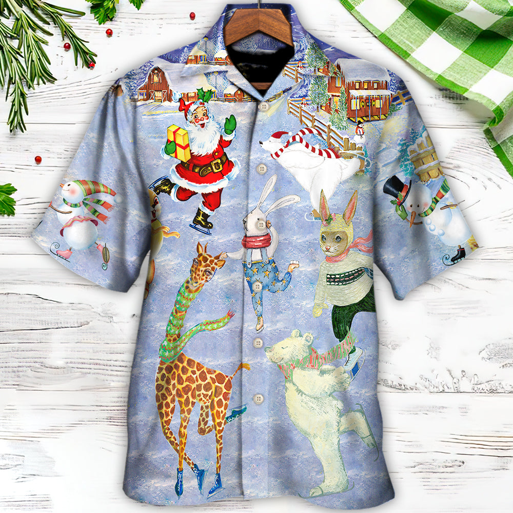 Christmas Holiday Ice Skating Party Animal - Hawaiian Shirt 
