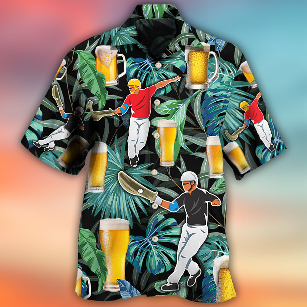 Beer And Jai Alai Tropical Pattern - Hawaiian Shirt 