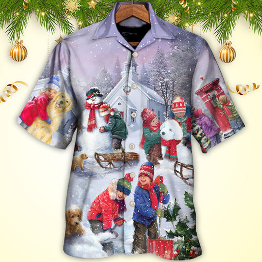 Christmas Children Love Christmas Chilling With Homie Art Style - Hawaiian Shirt 