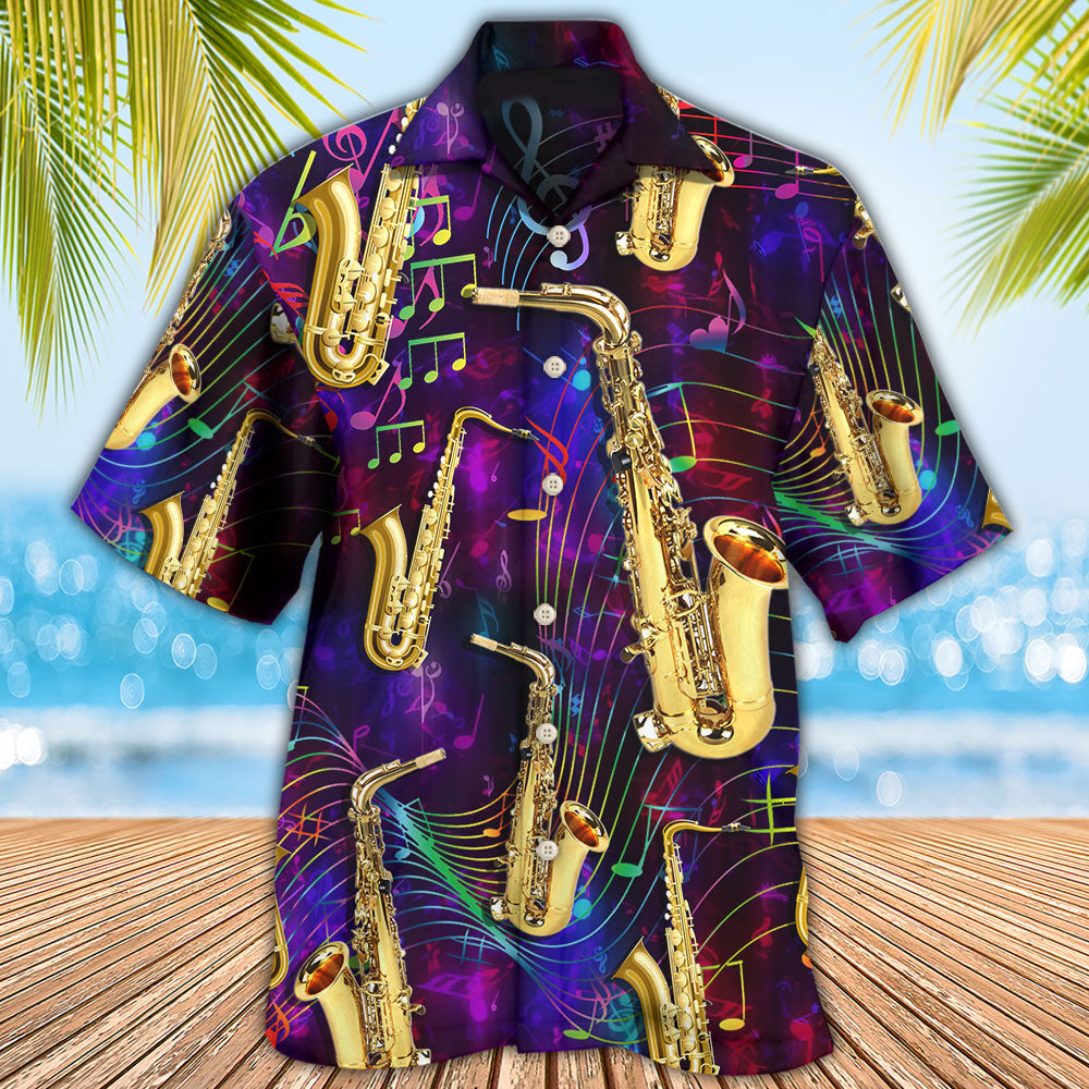 Saxophone Music Neon Art - Hawaiian Shirt 