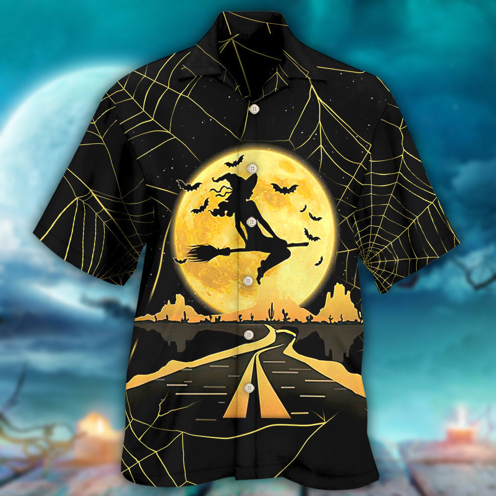Halloween Witch On A Dark Desert Highway - Hawaiian Shirt 