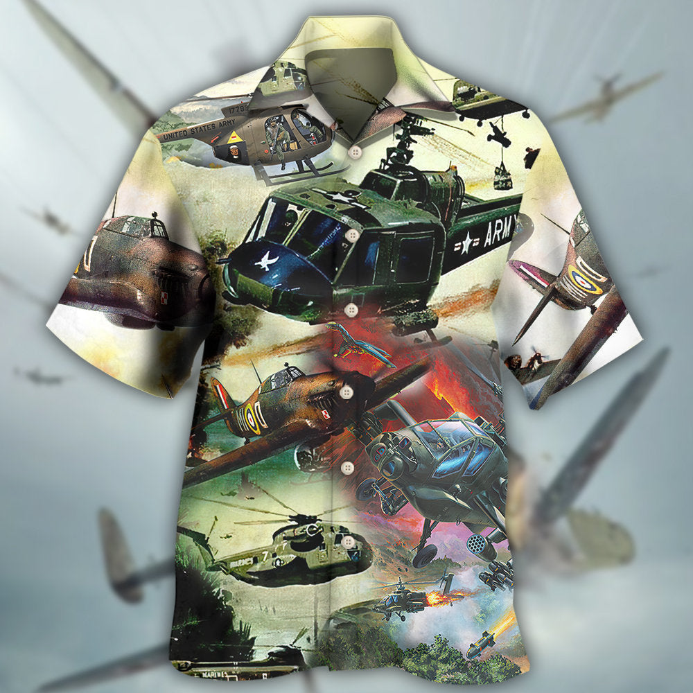 Helicopter Air Battle Combat Military Planes - Hawaiian Shirt 