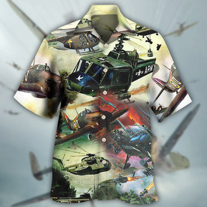Helicopter Air Battle Combat Military Planes - Hawaiian Shirt 