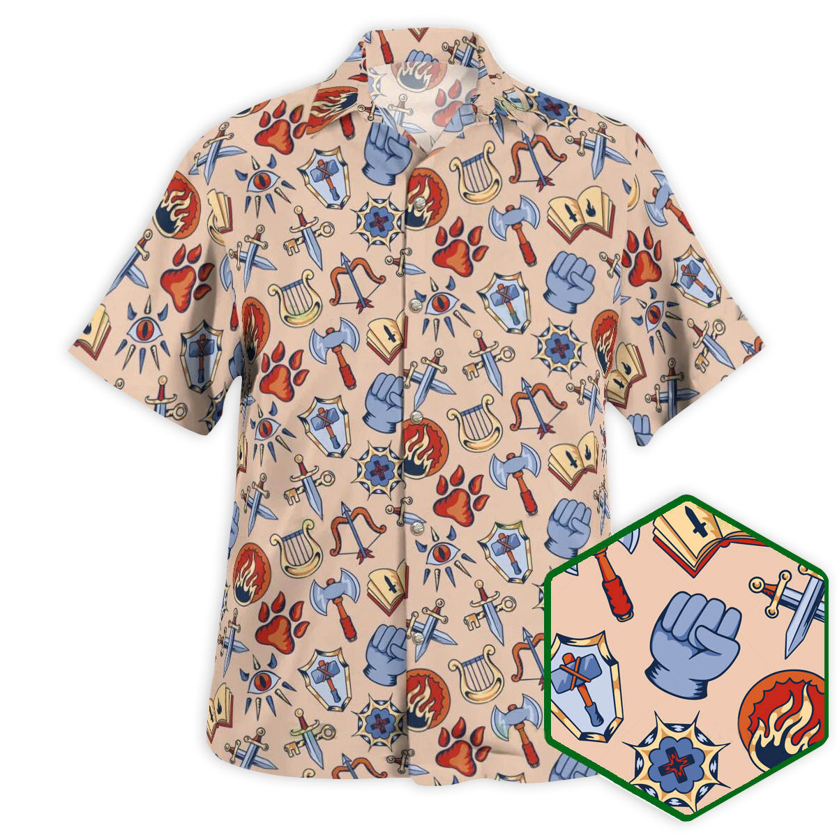 DnD Class Medieval icon - Hawaiian Shirt 
