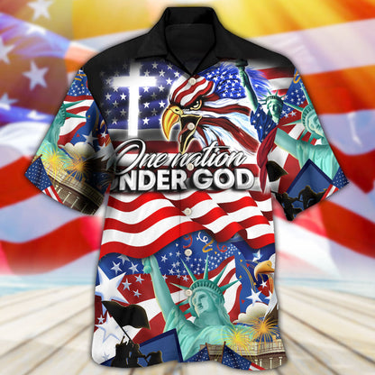America Independence Day US One Nation Under God - Hawaiian Shirt 