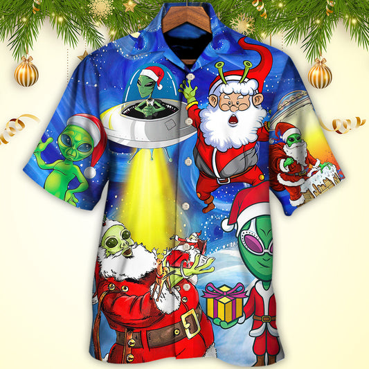 Christmas Santa Is An Alien Magic Night Funny - Hawaiian Shirt 