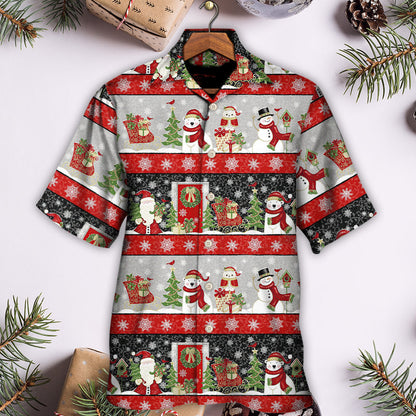 Christmas Santa Claus And Snowman Happy Xmas - Hawaiian Shirt 