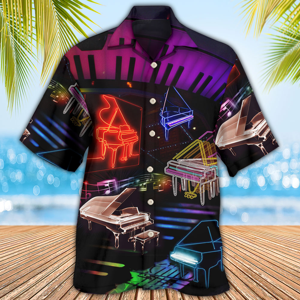 Piano Neon Style Music Lover - Hawaiian Shirt 