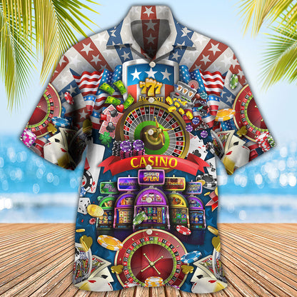 Poker US Flag Casino Lover - Hawaiian Shirt 