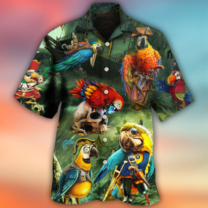 Parrot Funny Parrot Pirates In The Ocean - Hawaiian Shirt 