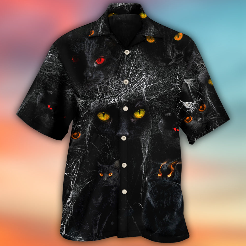Halloween Black Cat In The Dark - Hawaiian Shirt 