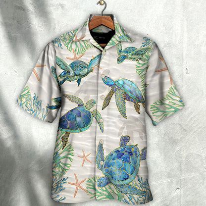 Turtle Peaceful Relaxing Calm Of The Beach And Ship With Sails - Hawaiian Shirt 