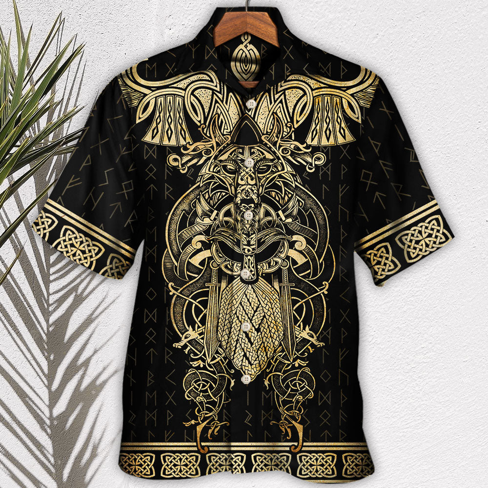 Viking Warrior The Raven Yellow Of Odin - Hawaiian Shirt 
