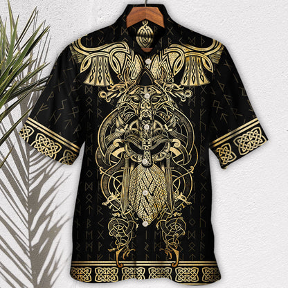 Viking Warrior The Raven Yellow Of Odin - Hawaiian Shirt 