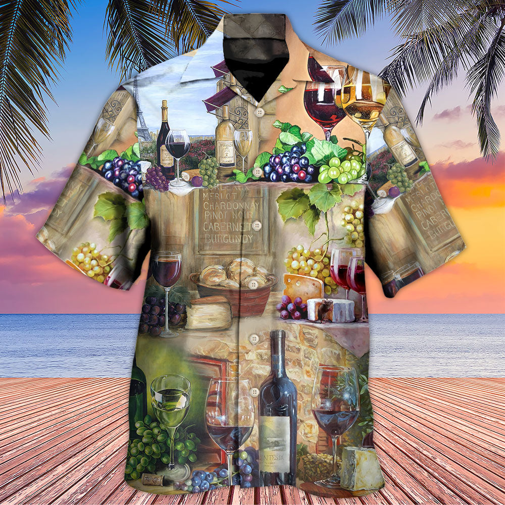 Wine Grape And Cheese Art - Hawaiian Shirt 