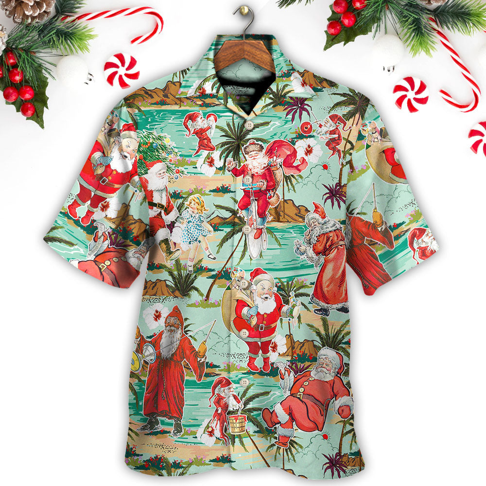 Christmas Santa Vacation Beach Joyful - Hawaiian Shirt 