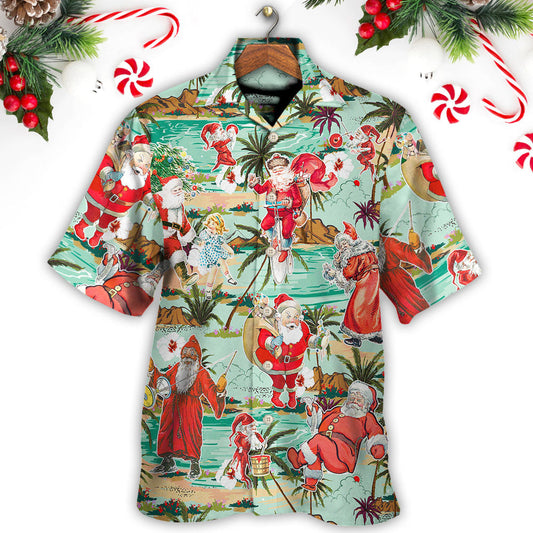 Christmas Santa Vacation Beach Joyful - Hawaiian Shirt 