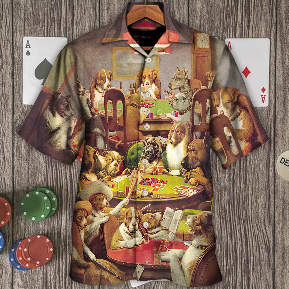 Gambling Dog Playing Poker - Hawaiian Shirt 