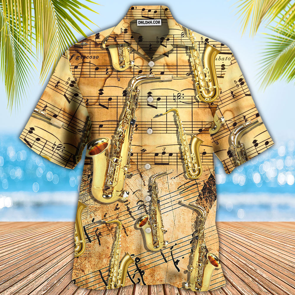 Saxophone Golden Music Lover Retro - Hawaiian Shirt 