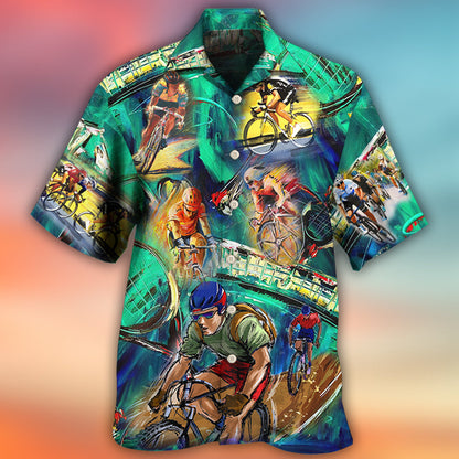 Cycling And Tennis Lover Abstract Painting - Hawaiian Shirt 