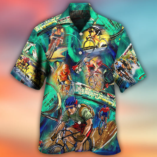 Cycling And Tennis Lover Abstract Painting - Hawaiian Shirt 