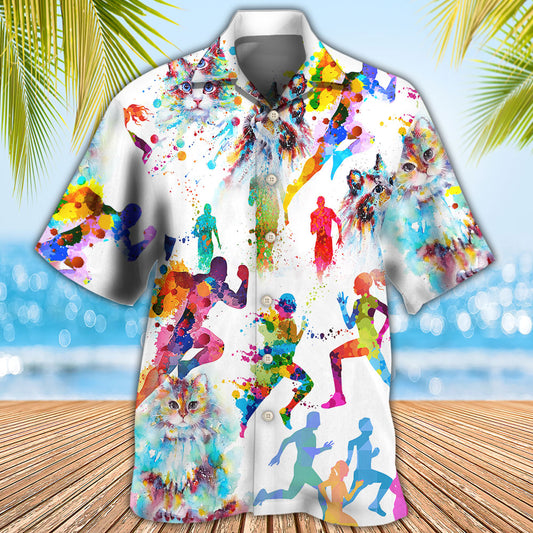 Cat I Like Cat And Running - Hawaiian Shirt 
