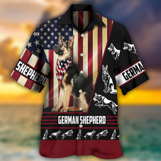 German Shepherd American Flag - Hawaiian Shirt 