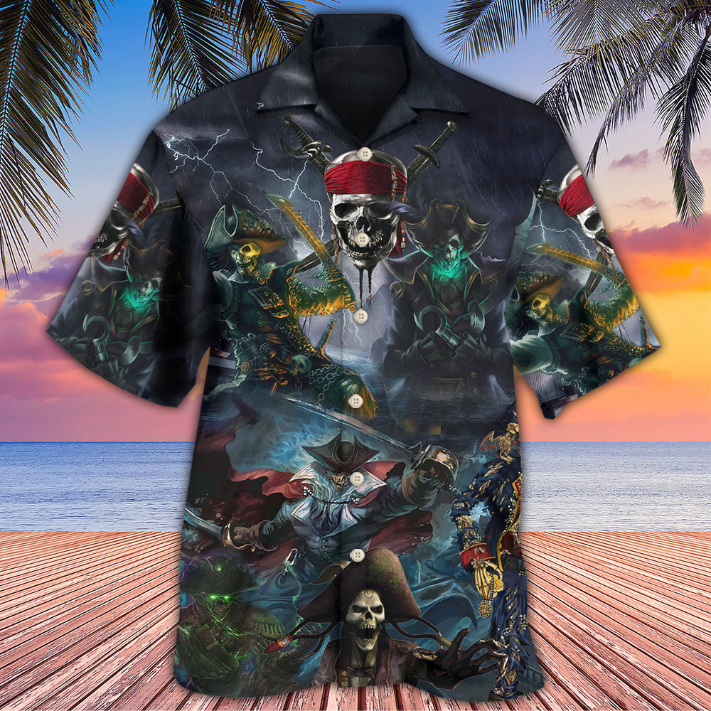 Pirate Skeleton And Thunder - Hawaiian Shirt 