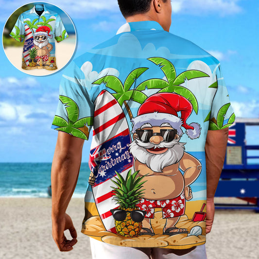 Christmas In July Santa Let's Surf Summer Vibe - Unisex Hawaiian Shirt For Men and Women