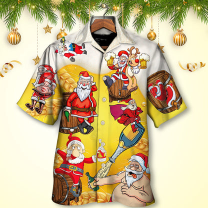 Christmas Santa Claus Drunk Beer Funny Troll Xmas - Hawaiian Shirt 